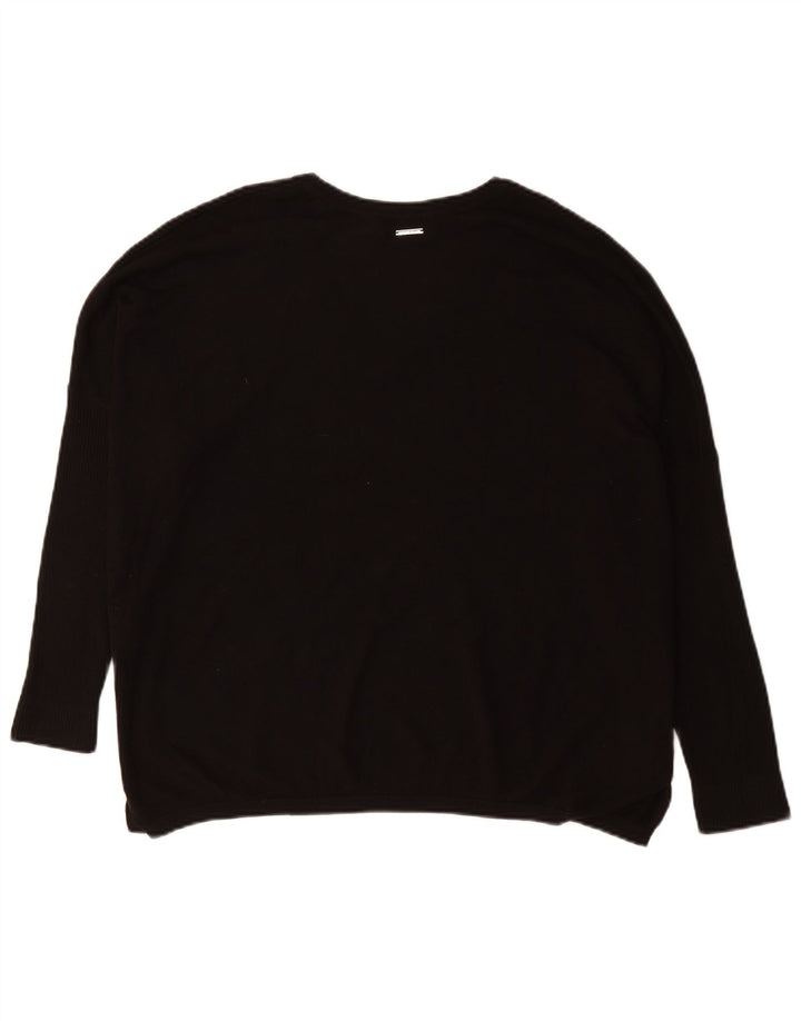 Suéter feminino Dkny com estampa grande e decote em V Reino Unido 16 grande preto