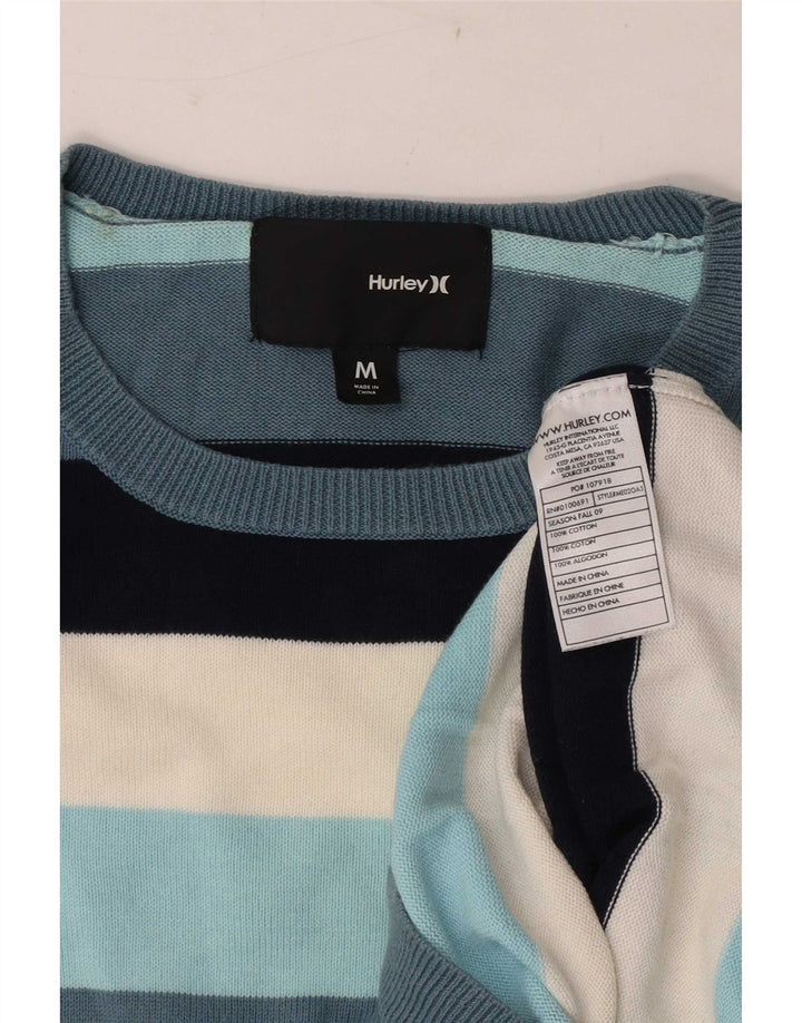 Suéter masculino Hurley com gola redonda, algodão listrado médio multicolorido