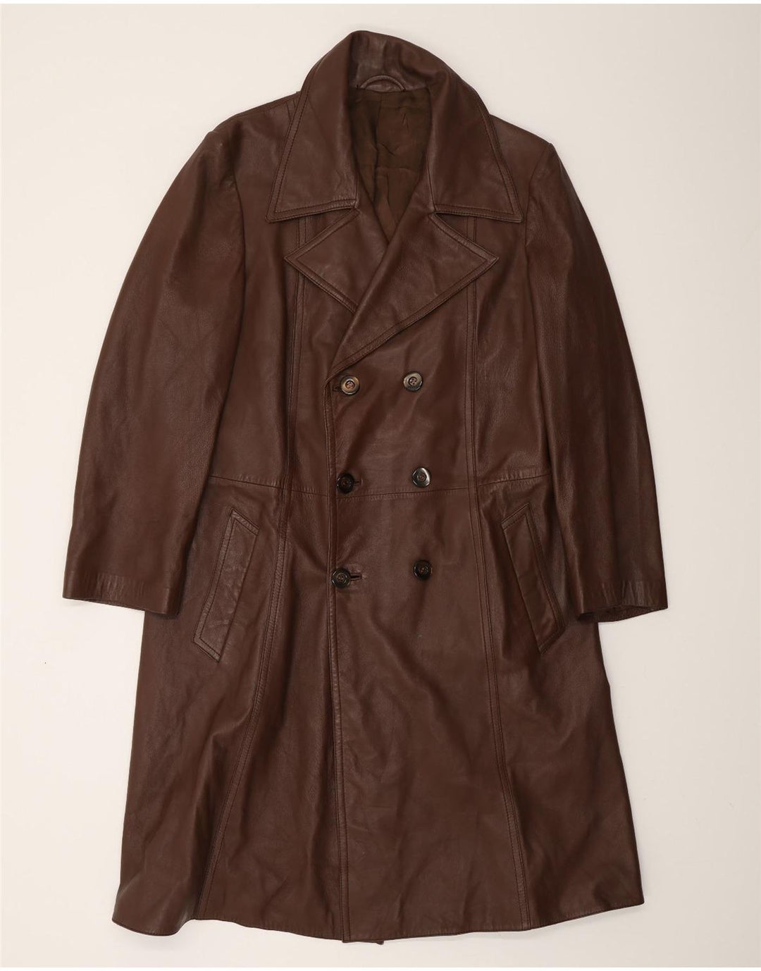 Casaco de couro masculino VINTAGE Reino Unido 38 couro marrom médio