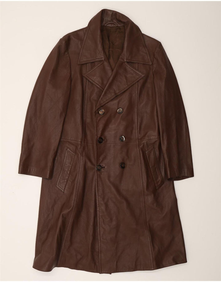 Casaco de couro masculino VINTAGE Reino Unido 38 couro marrom médio