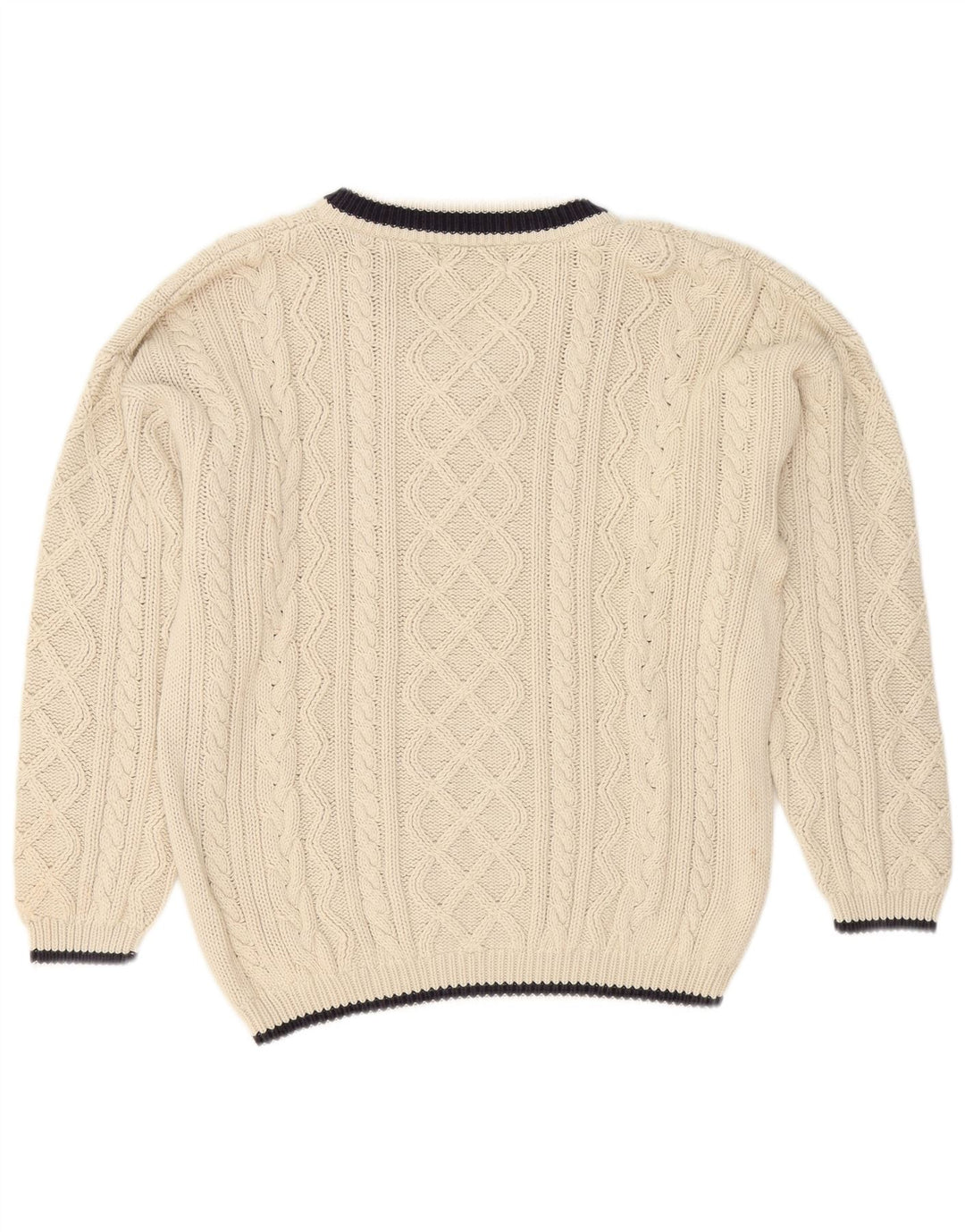 Suéter masculino Cotton Republic com decote em V, médio, algodão branco