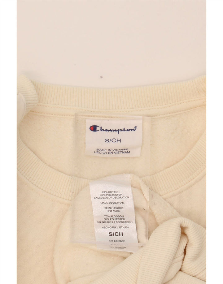 CHAMPION Mens Sweatshirt Jumper Small Beige Cotton Vintage Champion and Second-Hand Champion from Messina Hembry 