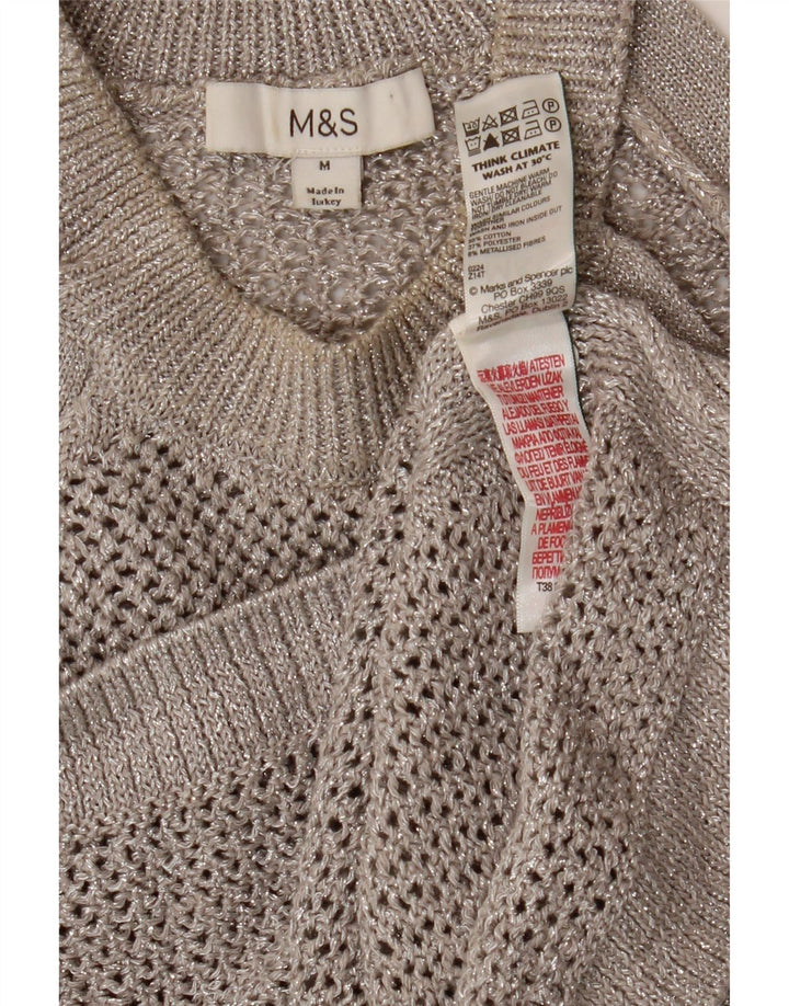 Top feminino de crochê Marks & Spencer Reino Unido 12 algodão manchado cinza médio