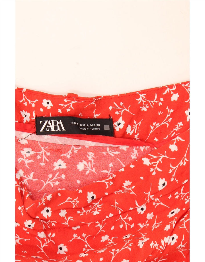ZARA Womens Skort UK 14 Grande Floral Vermelho