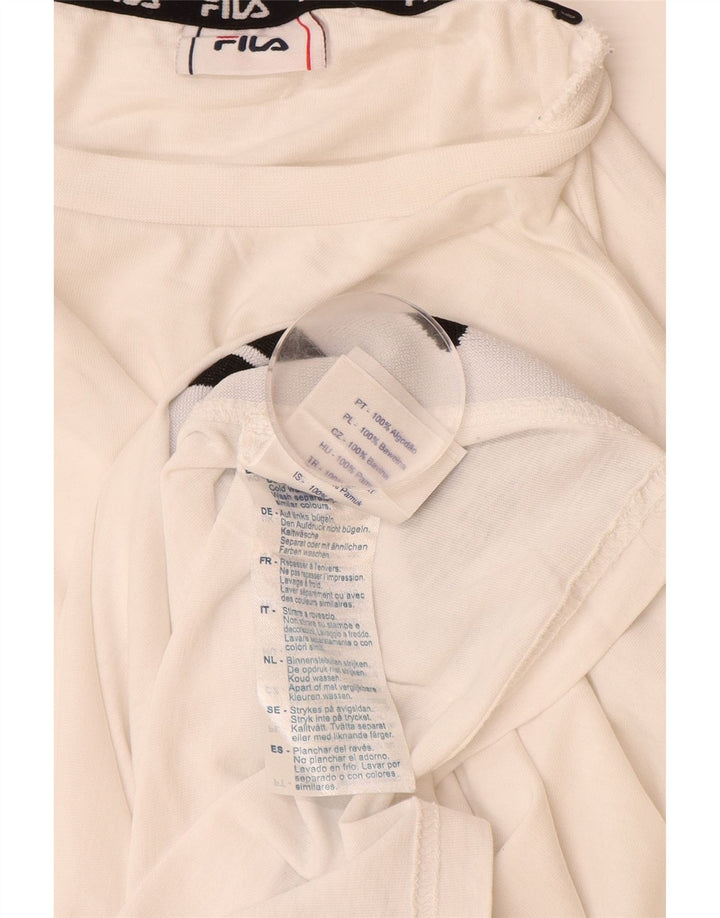 FILA Camiseta masculina gráfica de manga comprida grande algodão colorido branco