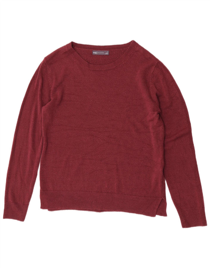 Suéter feminino Marks & Spencer com gola canoa Reino Unido 12 acrílico marrom médio