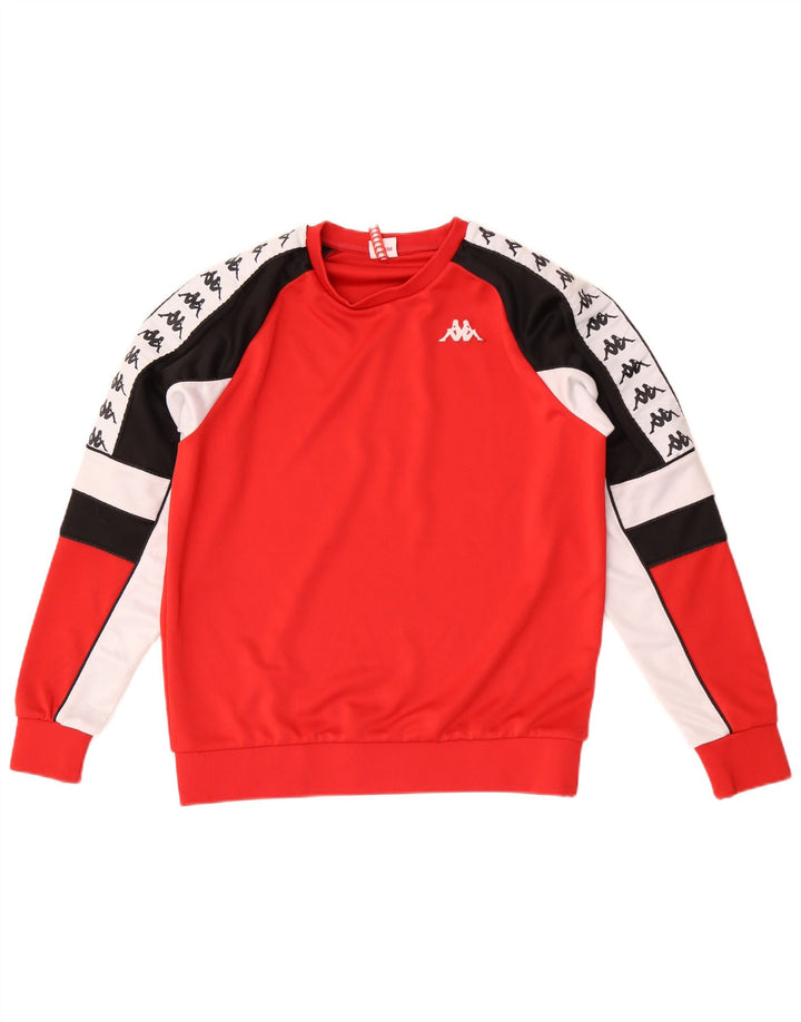 Kappa moletom gráfico masculino jumper médio vermelho colorblock poliéster