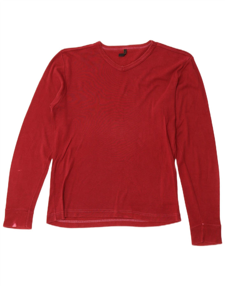 LEE Top feminino de manga comprida UK 16 grande algodão vermelho