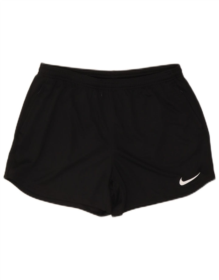 Shorts esportivos femininos Nike Dri Fit UK 12 poliéster preto médio