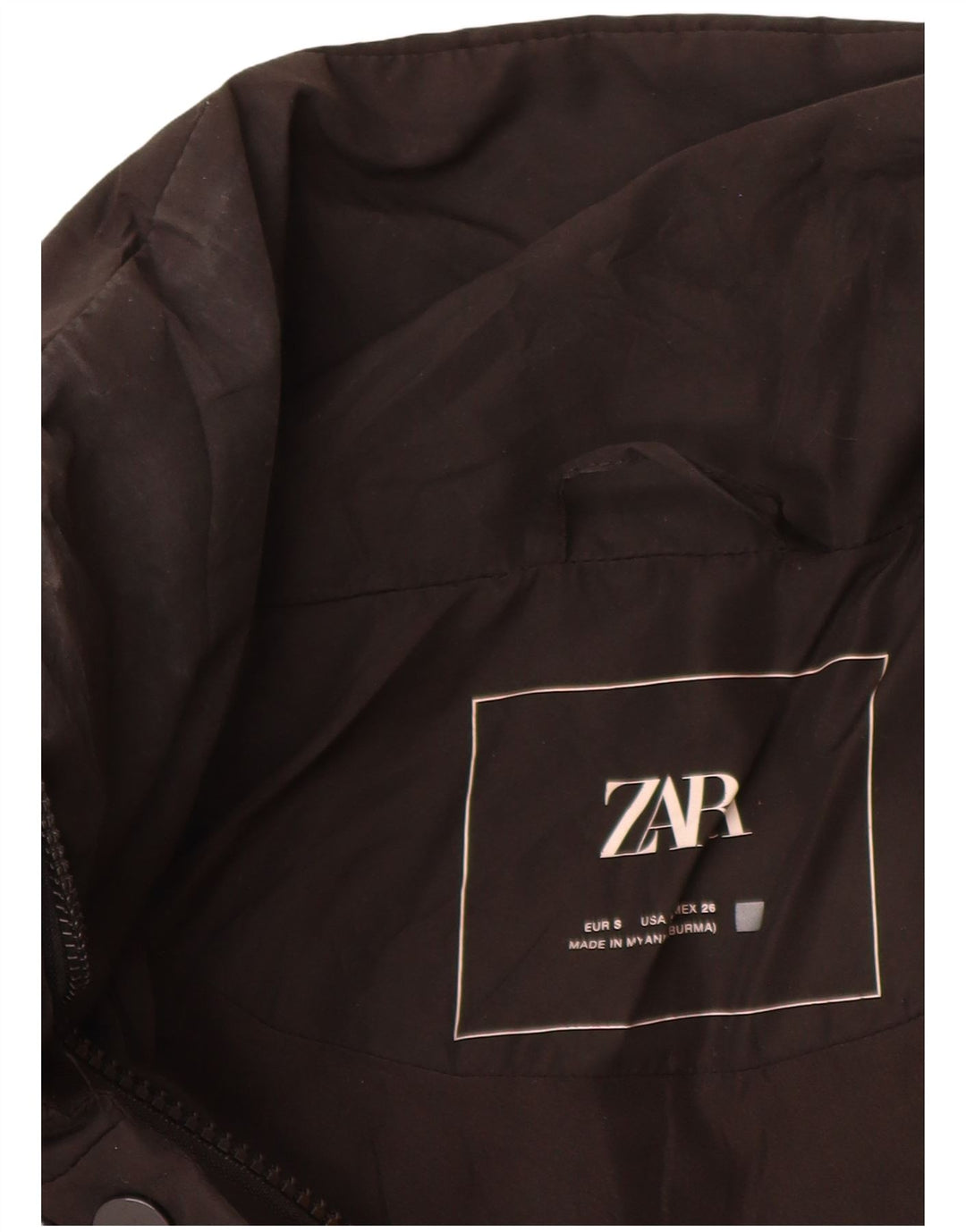Jaqueta acolchoada superdimensionada feminina Zara UK 10 poliéster preto pequeno