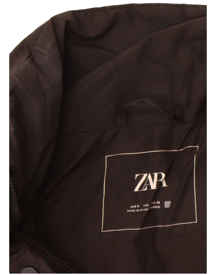 Jaqueta acolchoada superdimensionada feminina Zara UK 10 poliéster preto pequeno