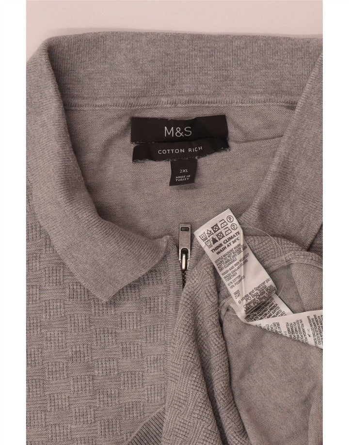 Suéter masculino Marks & Spencer com gola polo 2XL algodão cinza
