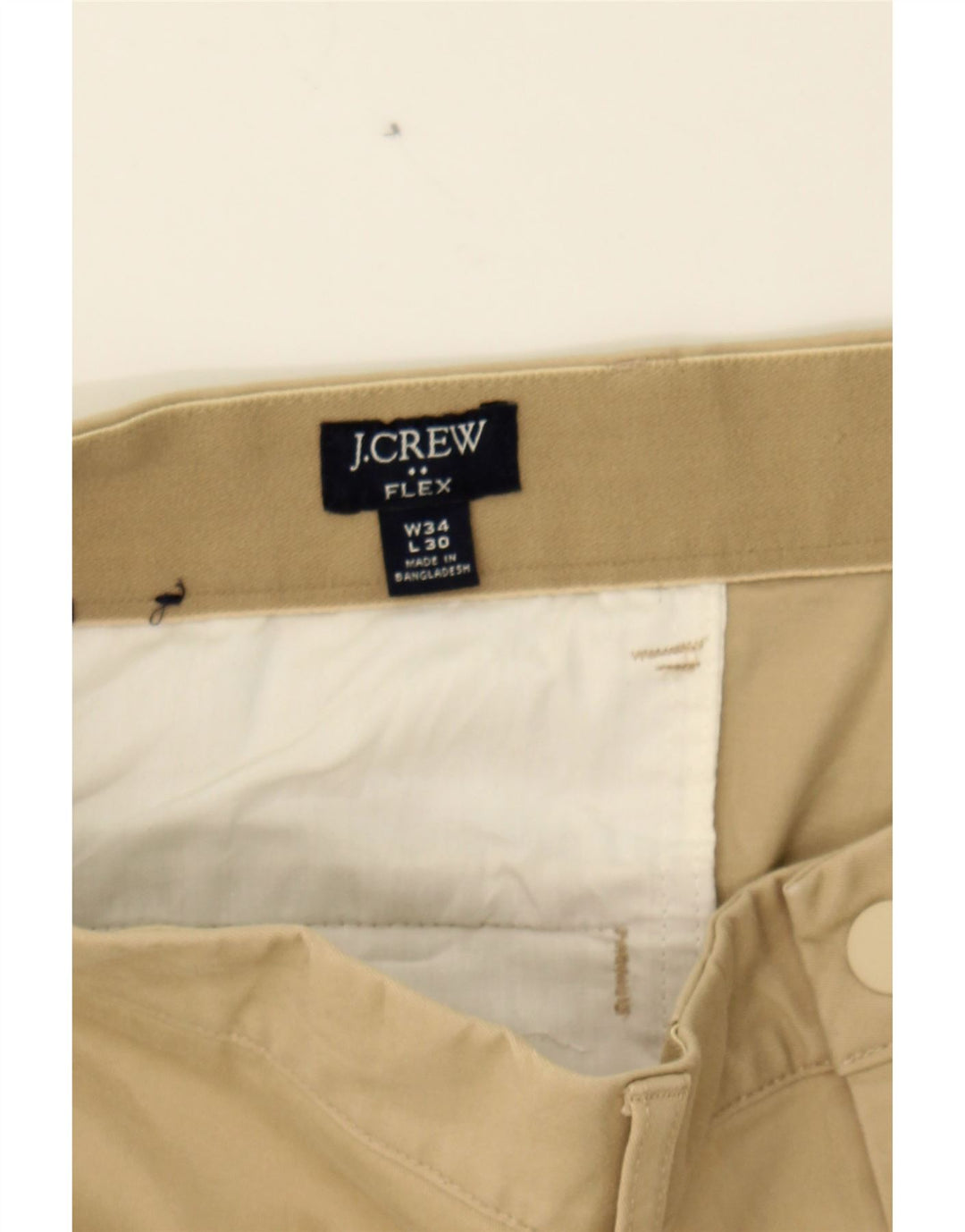 J. CREW Mens Flex Straight Chino Trousers W34 L30 Beige Cotton Vintage J. Crew and Second-Hand J. Crew from Messina Hembry 