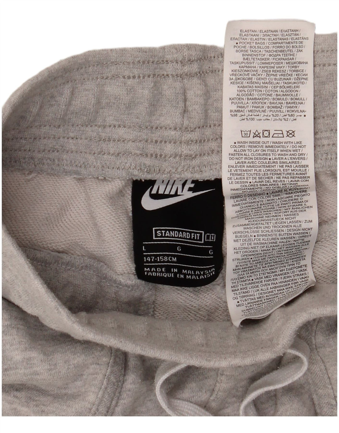 Shorts esportivos NIKE para meninos Air Standard Fit 12-13 anos grande cinza algodão