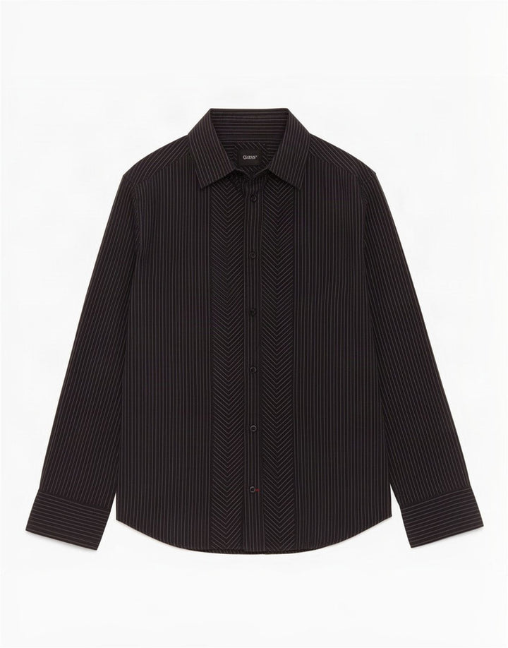 Camisa masculina Guess pequena listrada preta de algodão