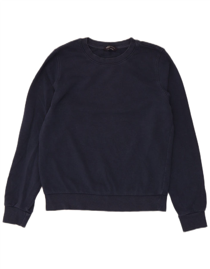 Suéter feminino Marks & Spencer UK 8 pequeno algodão azul marinho