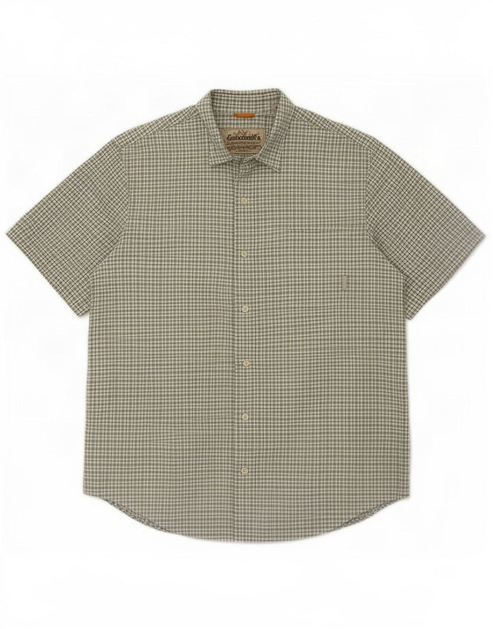 Camisa masculina de manga curta Timberland grande algodão verde guingão