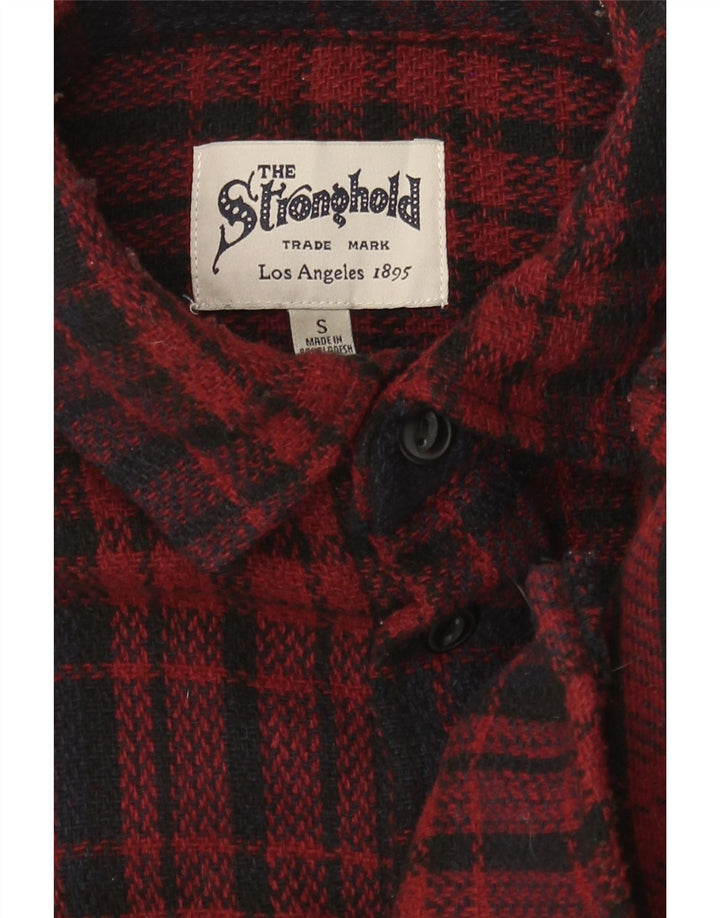 Camisa masculina de flanela The Stronghold pequena xadrez vermelha