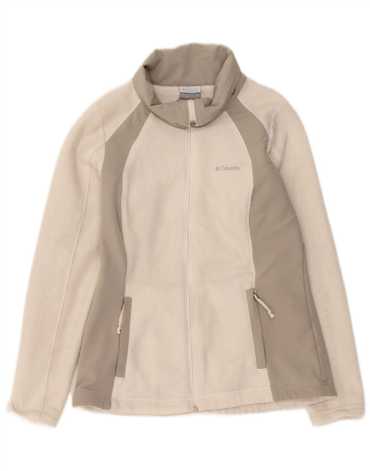 Jaqueta de lã feminina Columbia UK 12 médio off white poliéster colorblock