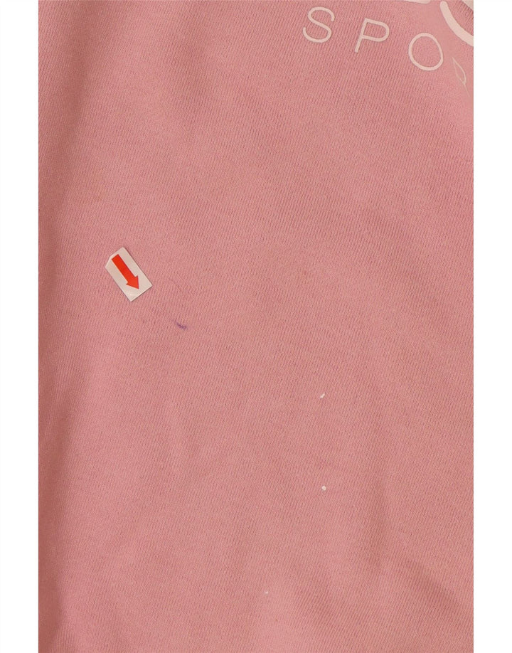 ELLESSE moletom feminino gráfico jumper UK 12 médio algodão rosa