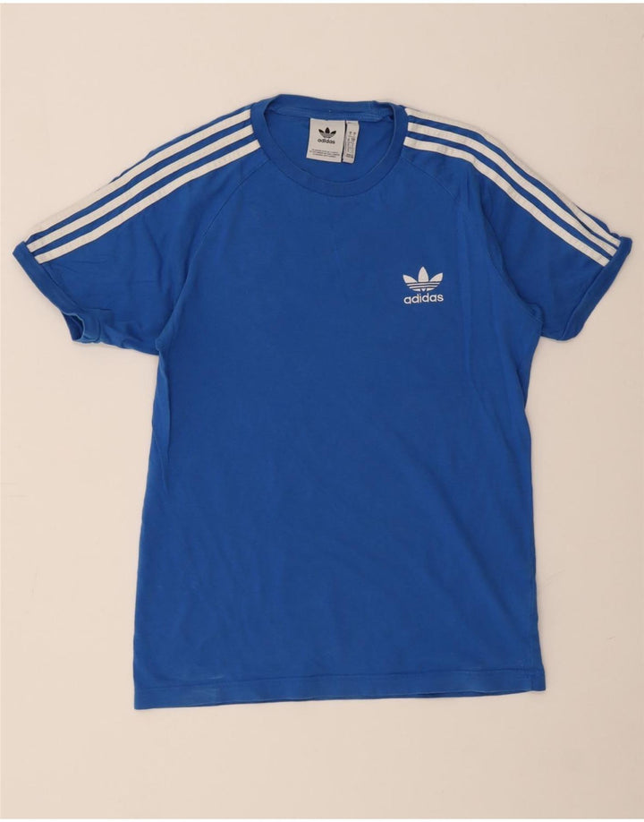 Adidas Mens Camiseta Top Pequeno Algodão Azul