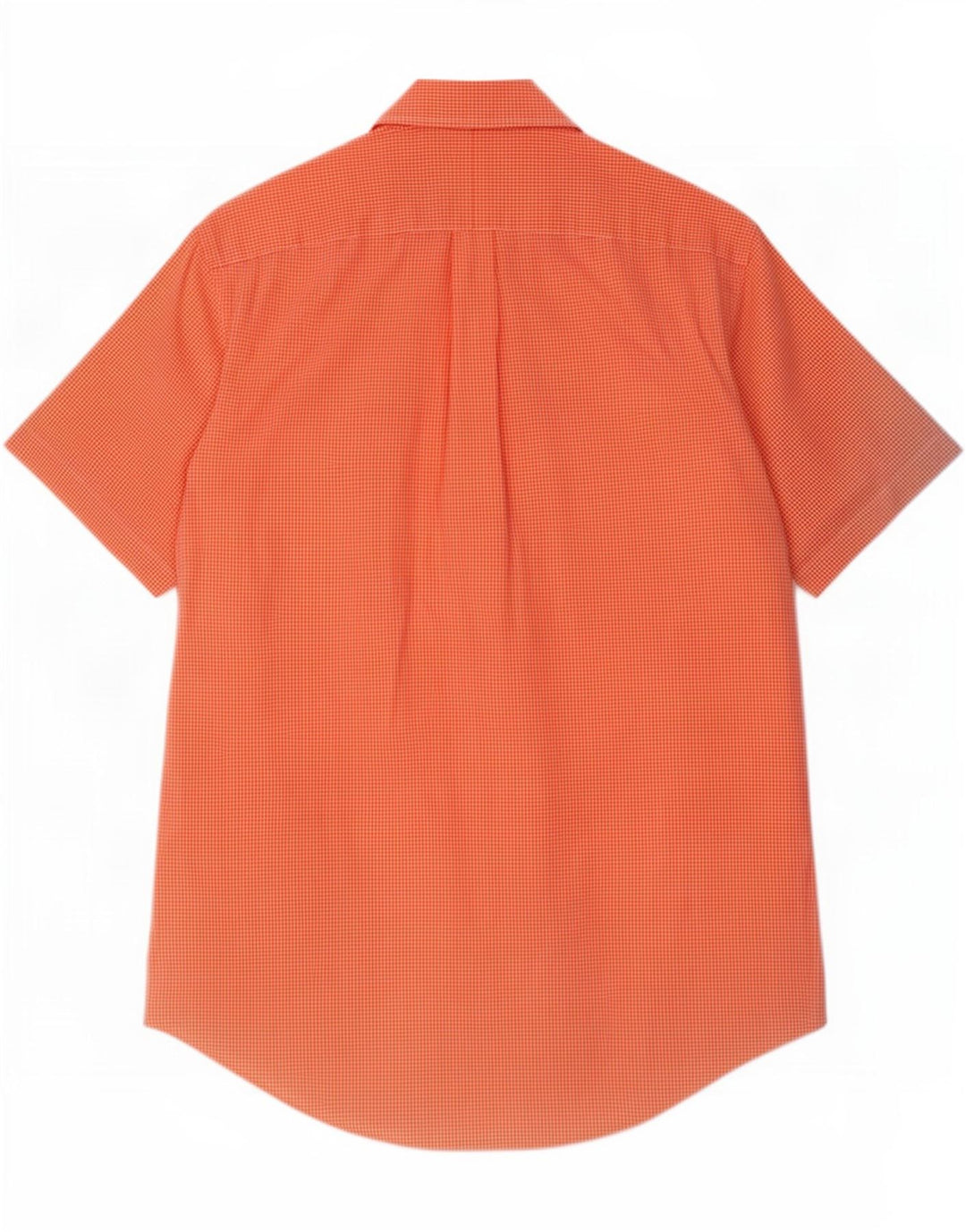 Camisa masculina Ralph Lauren de manga curta com ajuste personalizado médio laranja guingão