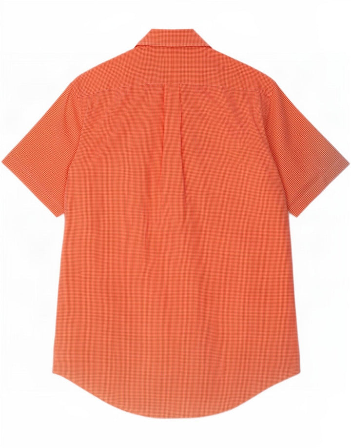 Camisa masculina Ralph Lauren de manga curta com ajuste personalizado médio laranja guingão