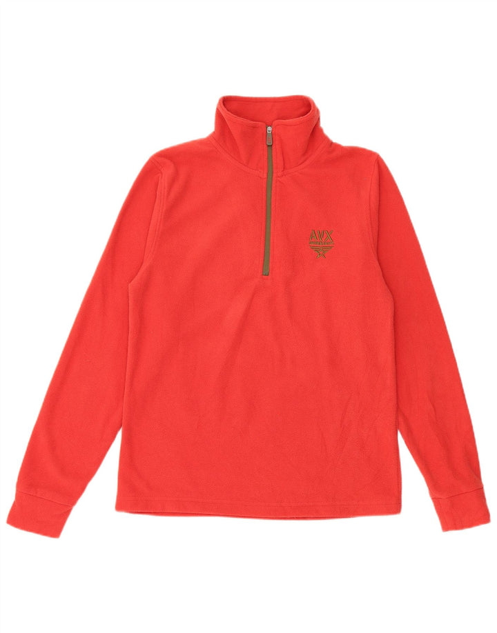 Suéter feminino de lã com zíper e gola Avirex Reino Unido 12 poliéster vermelho médio