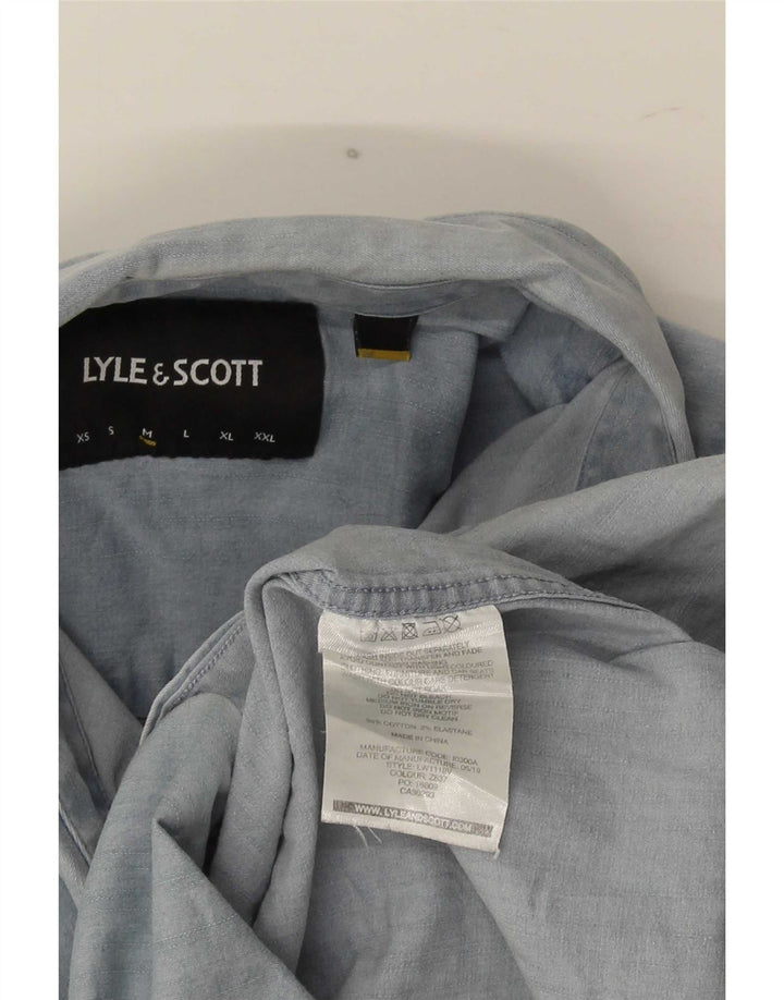 Camisa masculina Lyle & Scott de algodão azul médio