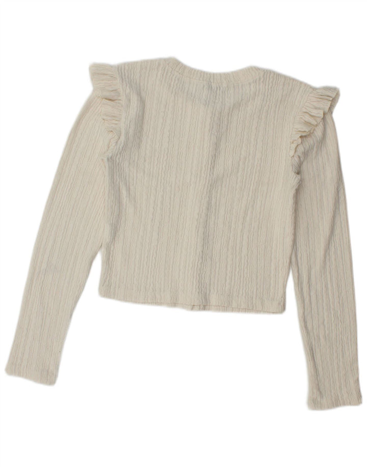 Suéter feminino Zara Crop Cardigan UK 12 Médio Off White Poliéster