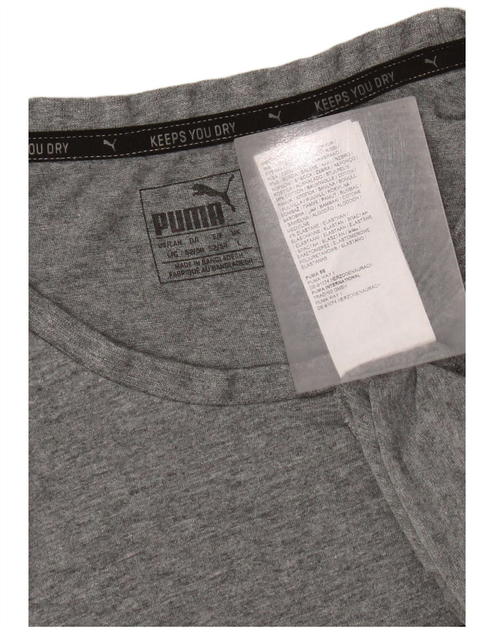 Camiseta masculina Puma Graphic Top grande algodão manchado cinza