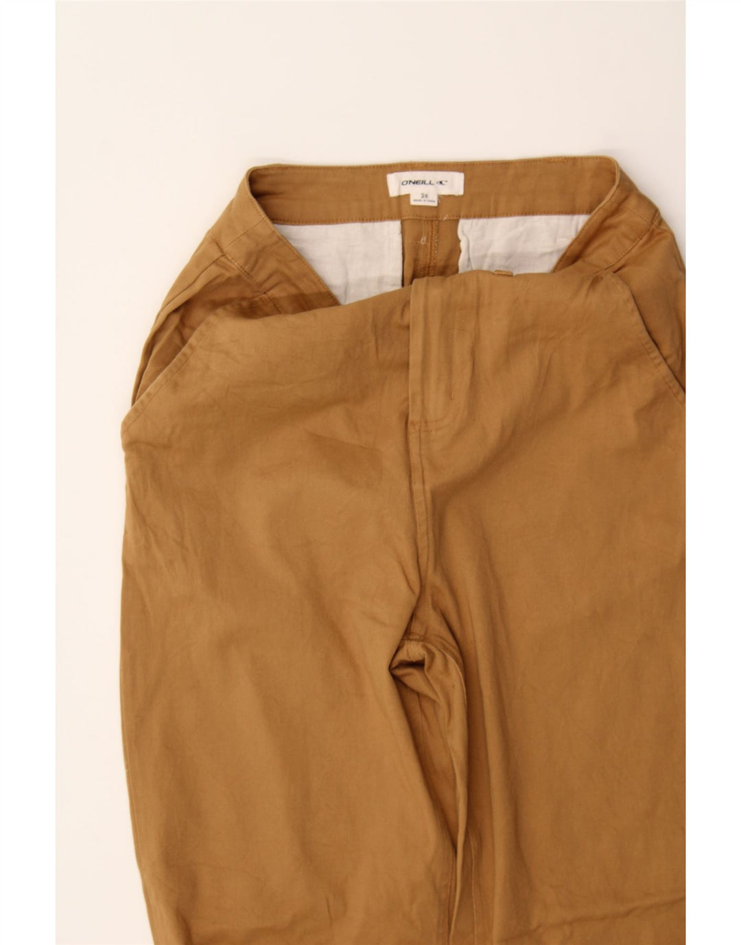 O'NEILL Womens Straight Chino Trousers W26 L27 Brown Cotton Vintage O'Neill and Second-Hand O'Neill from Messina Hembry 