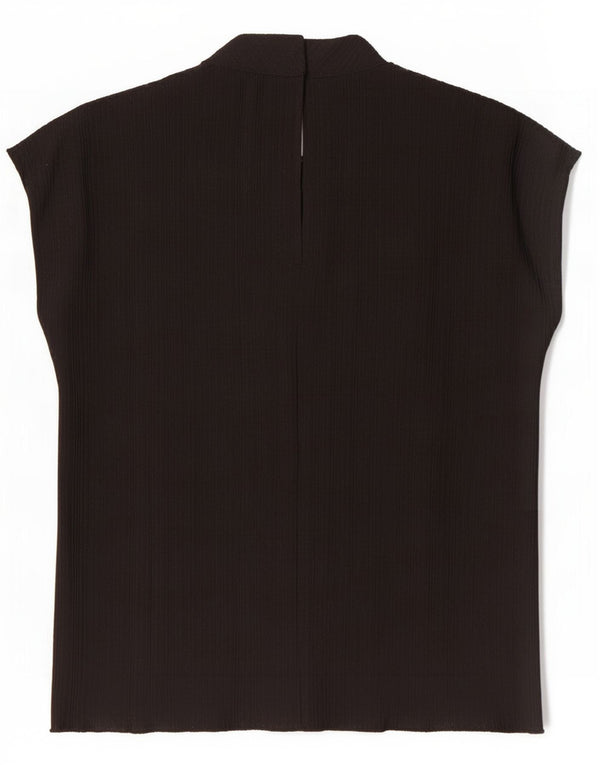Zara blusa feminina sem mangas oversized top UK 10 pequeno poliéster preto