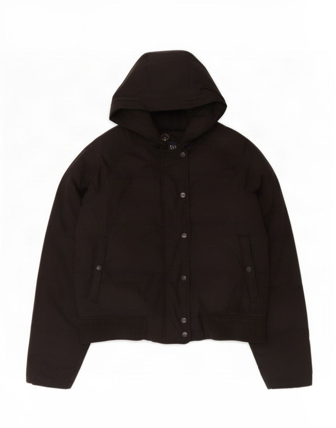 Jaqueta feminina acolchoada com capuz Gap UK 16 grande preta