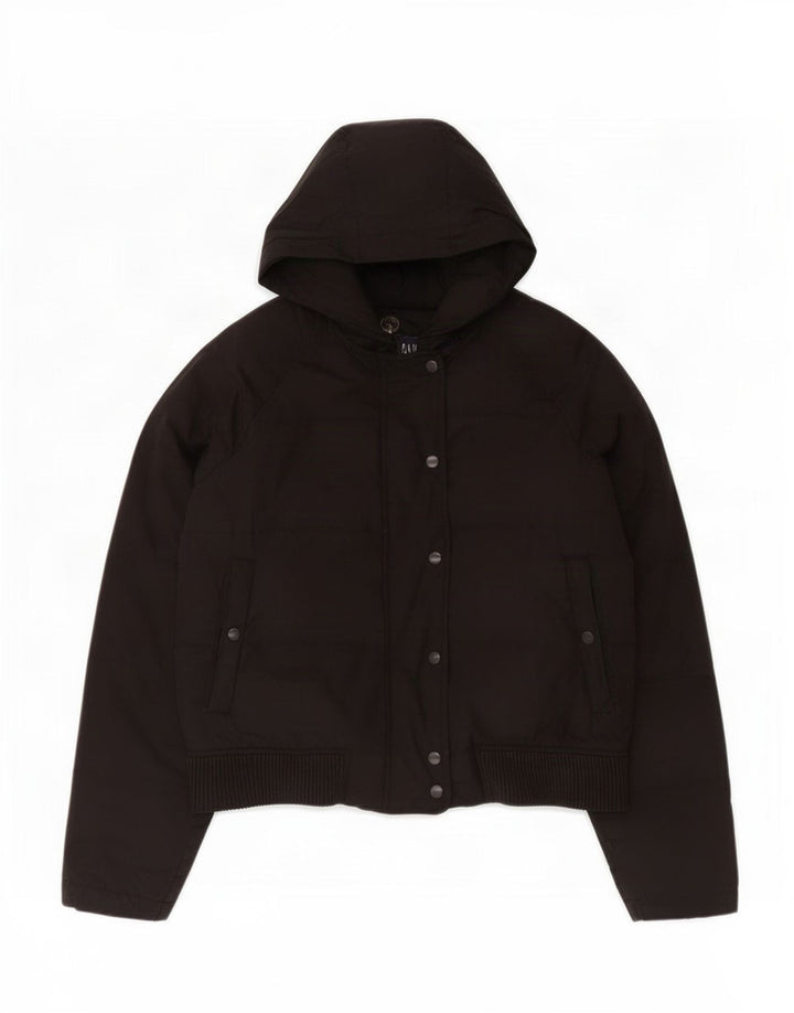Jaqueta feminina acolchoada com capuz Gap UK 16 grande preta