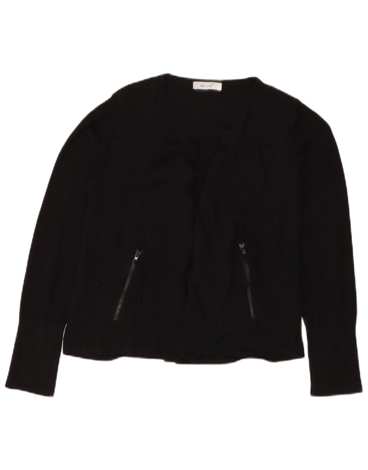 Marks & Spencer Womens Per Una Cardigan Top Reino Unido 12 Médio Preto Viscose