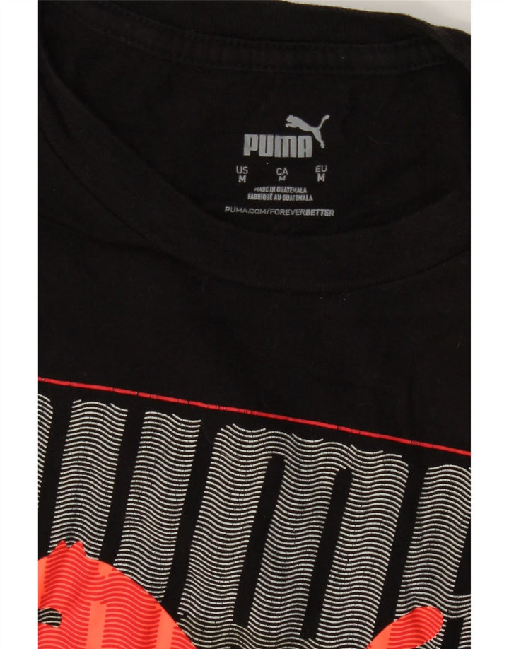 PUMA Mens Graphic T-Shirt Top Medium Black Cotton Vintage Puma and Second-Hand Puma from Messina Hembry 