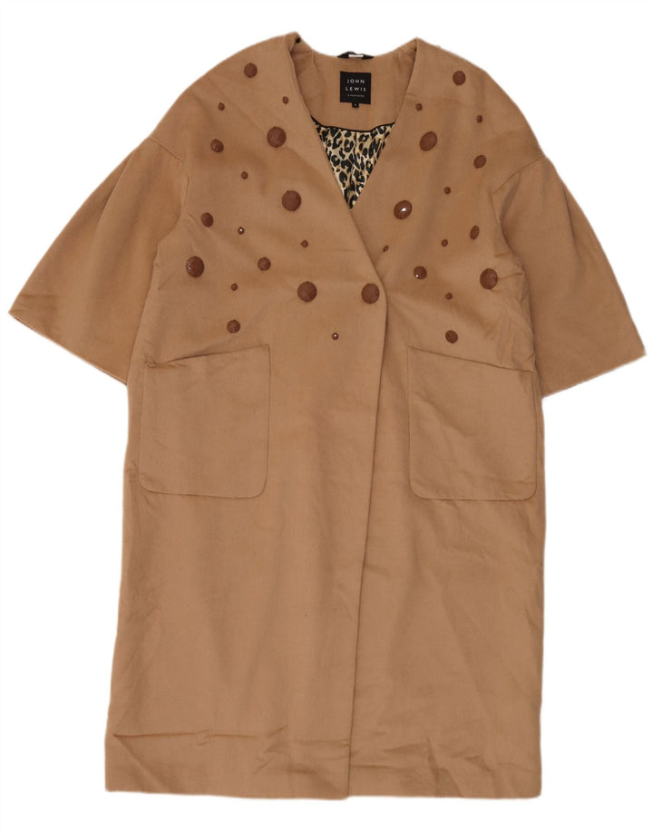 Casaco feminino John Lewis manga 3/4 com peito duplo Reino Unido 16 grande bege