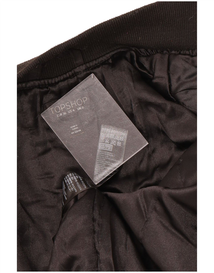 Jaqueta bomber feminina Topshop UK 8 poliéster preto pequeno