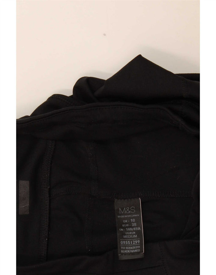 Calça de treino feminina Marks & Spencer Reino Unido 10 pequena preta de poliéster