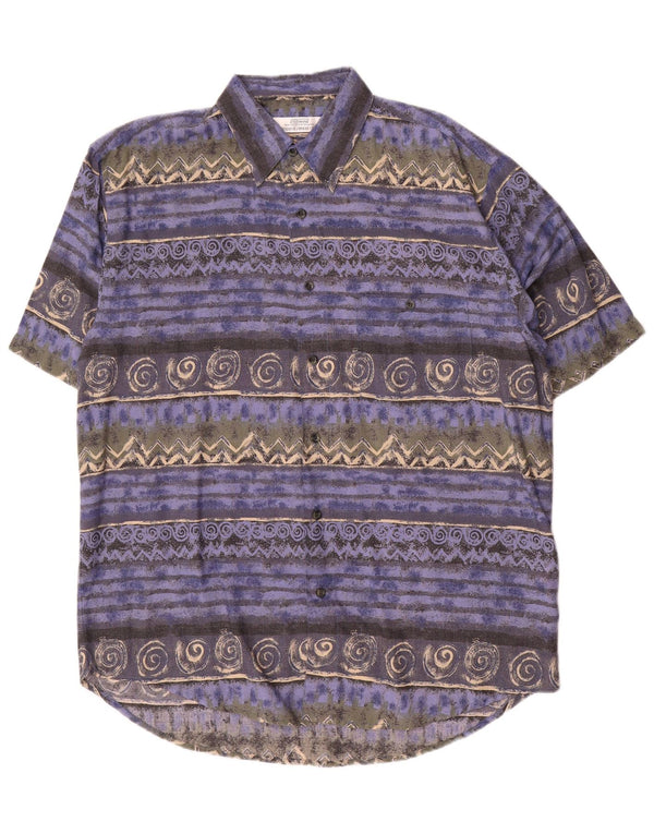 Camisa masculina de manga curta St. Bernard, viscose geométrica multicolorida média