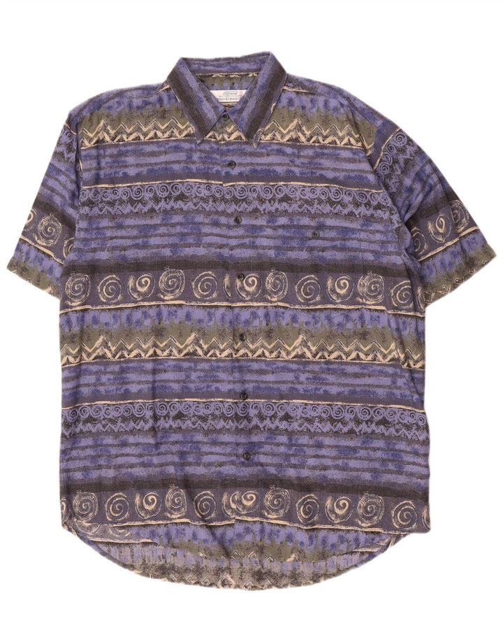 Camisa masculina de manga curta St. Bernard, viscose geométrica multicolorida média