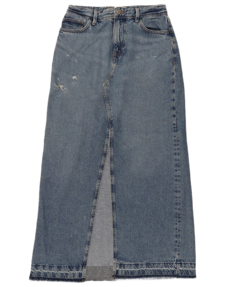 Saia jeans maxi desgastada Zara feminina XS W24 azul