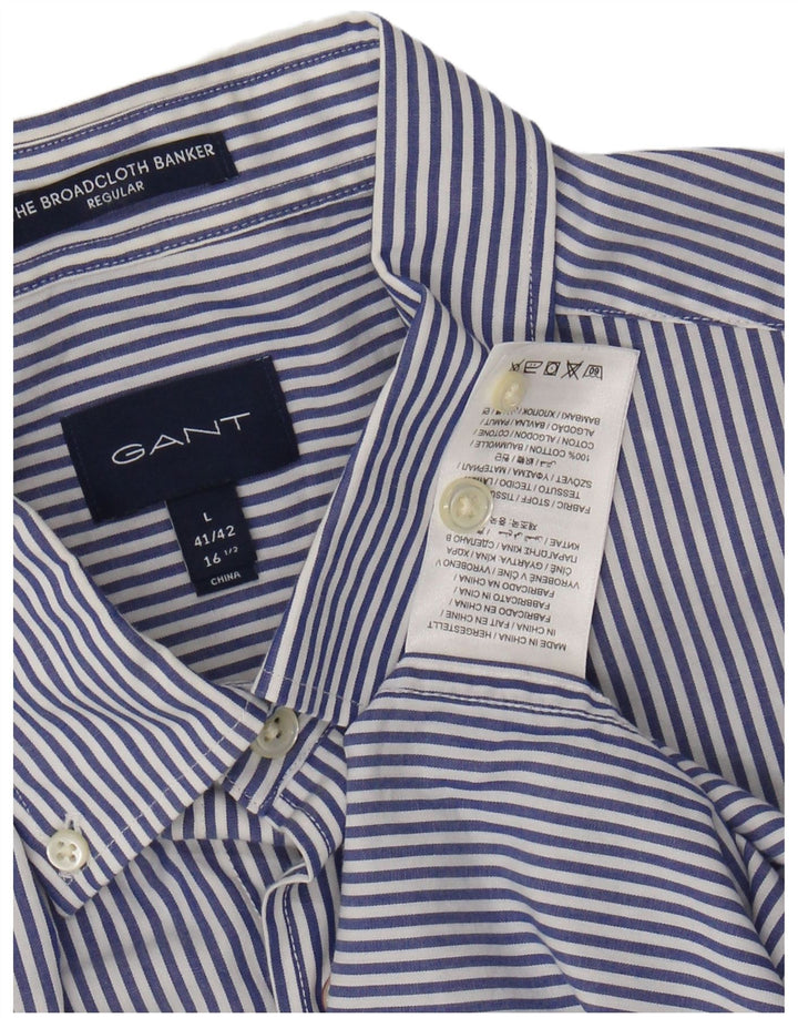 Camisa masculina GANT de ajuste regular tamanho 41/42 16 1/2 grande listra azul marinho