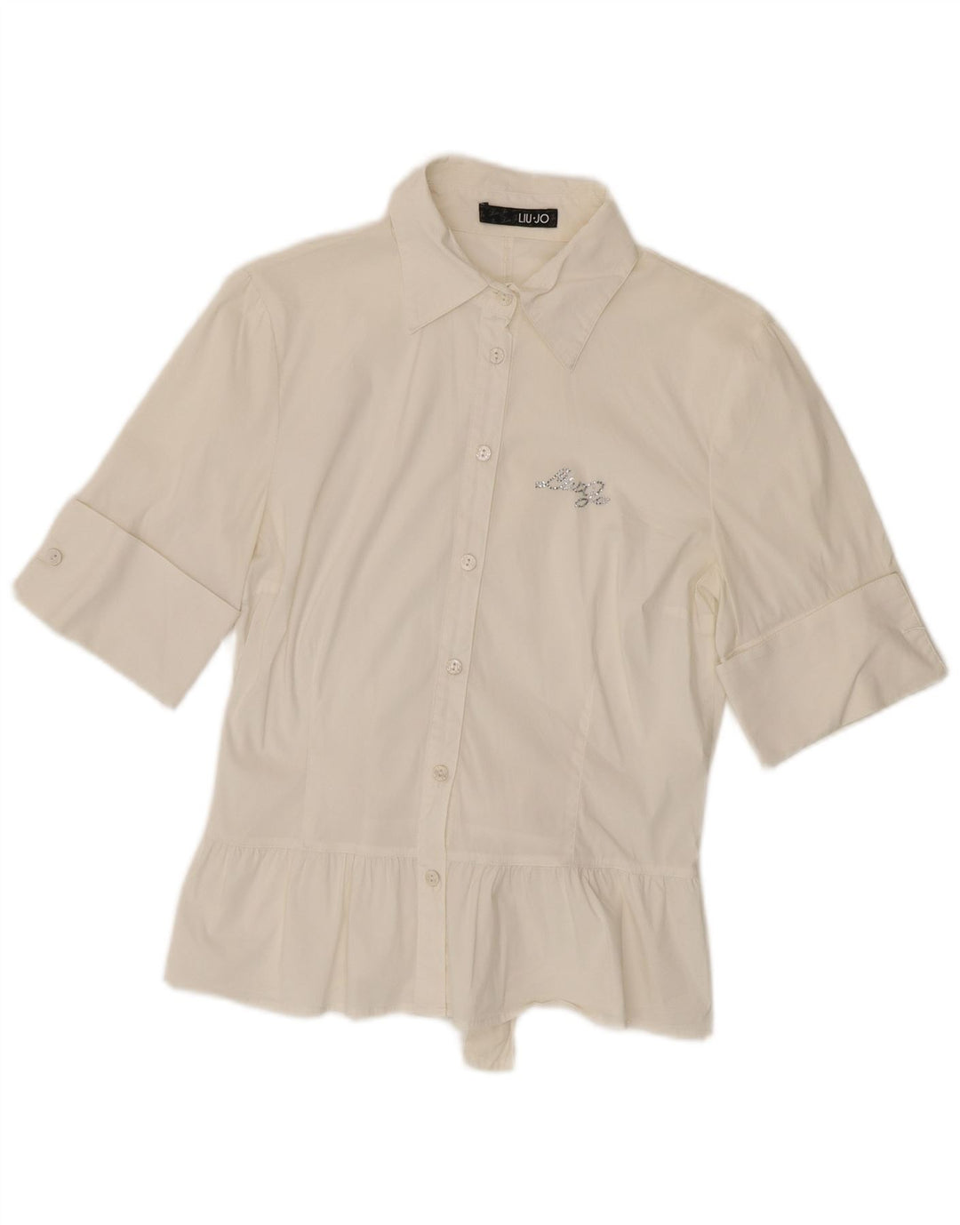 Camisa feminina de manga curta Liu Jo IT 44 algodão branco médio