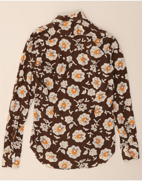 Camisa masculina Bellini Suze 39 15 1/2 marrom médio floral