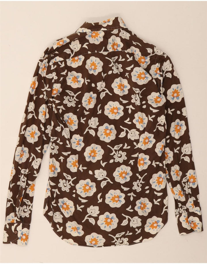 Camisa masculina Bellini Suze 39 15 1/2 marrom médio floral