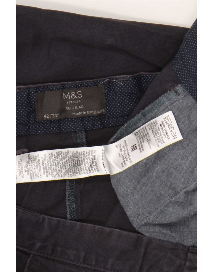Calça chino masculina Marks & Spencer regular W42 L33 algodão azul marinho