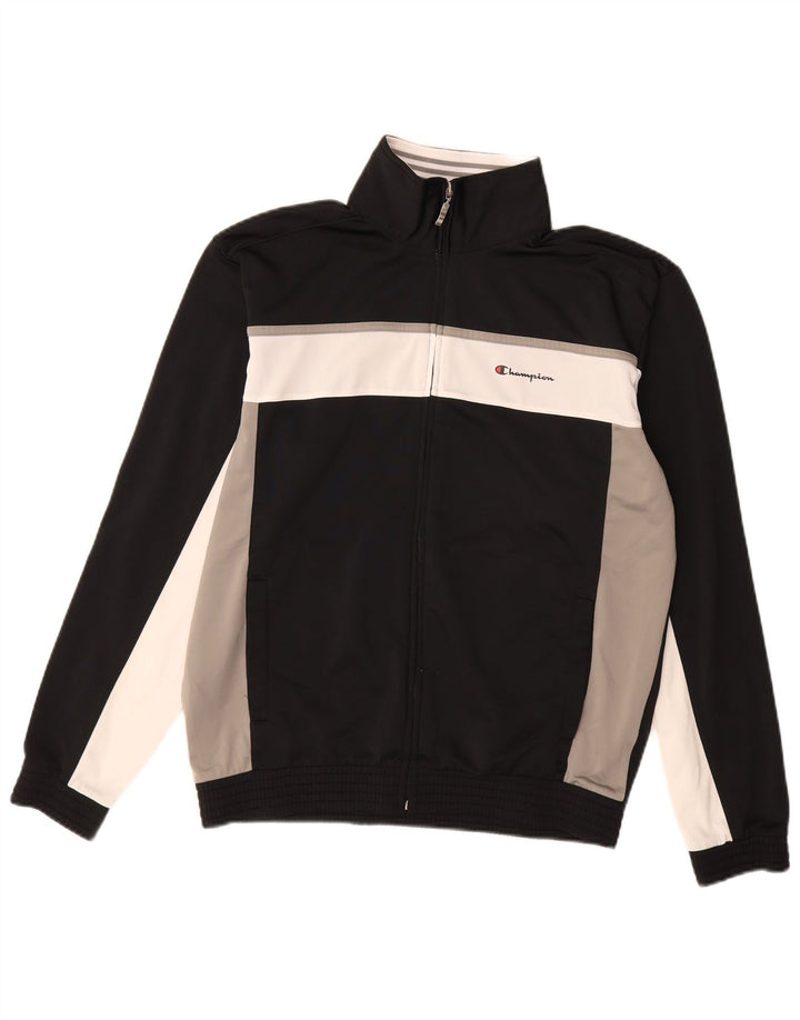 CHAMPION Mens Treino Top Jaqueta Grande Poliéster Colorblock Preto