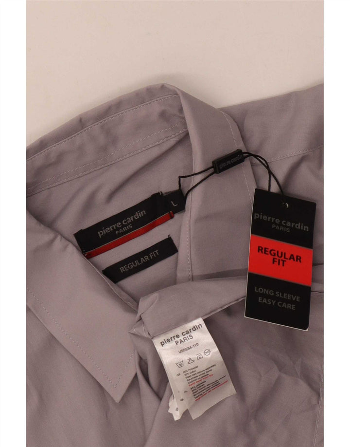 Camisa masculina Pierre Cardin Regular Fit grande poliéster cinza